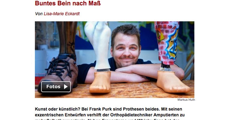 Frank Purk bei Spiegel Online: "Bunte Prothesen nach Maß"